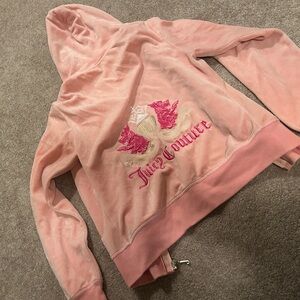 Juicy Couture light pink velvet track zip up